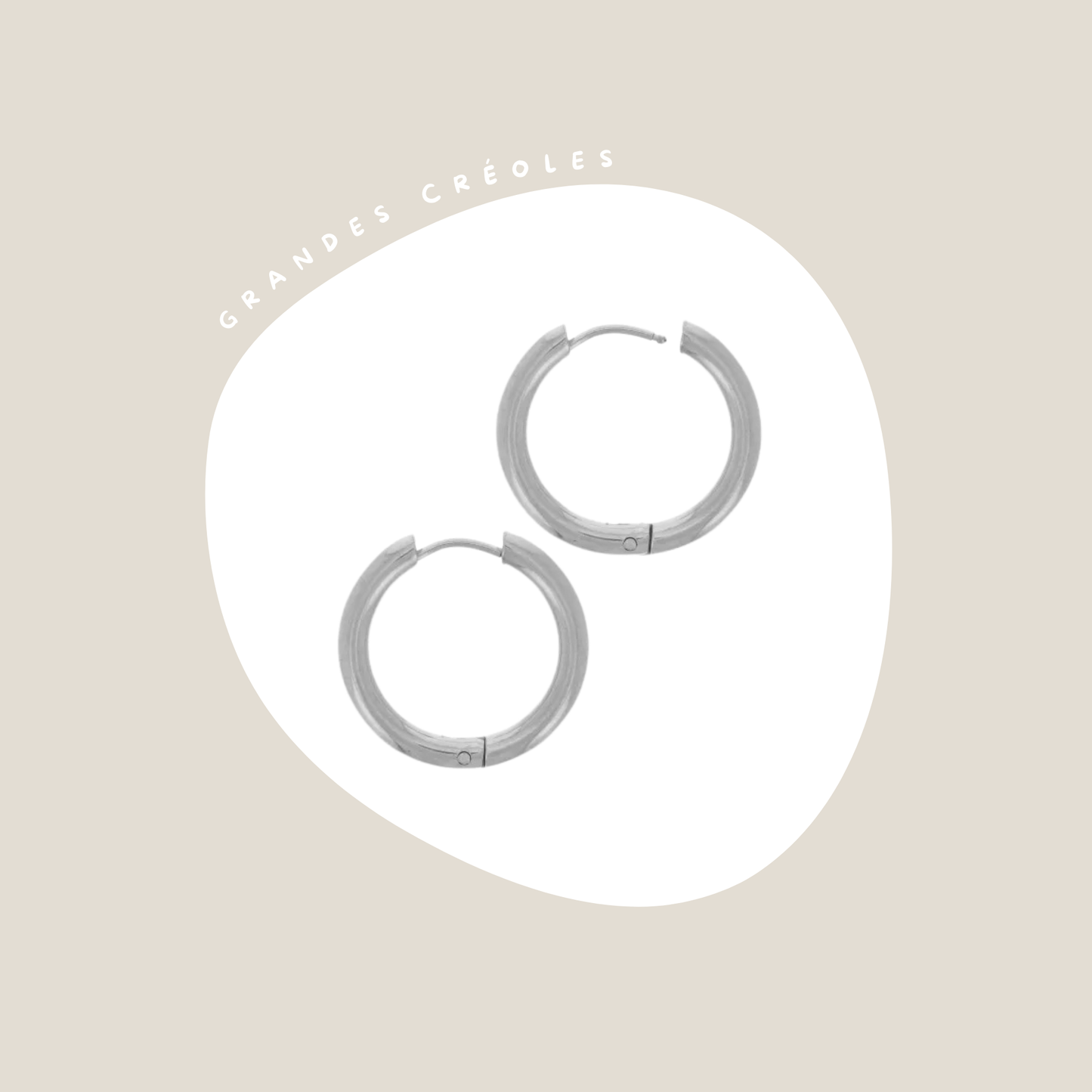 Créoles rondes 19 mm en acier inoxydable argent