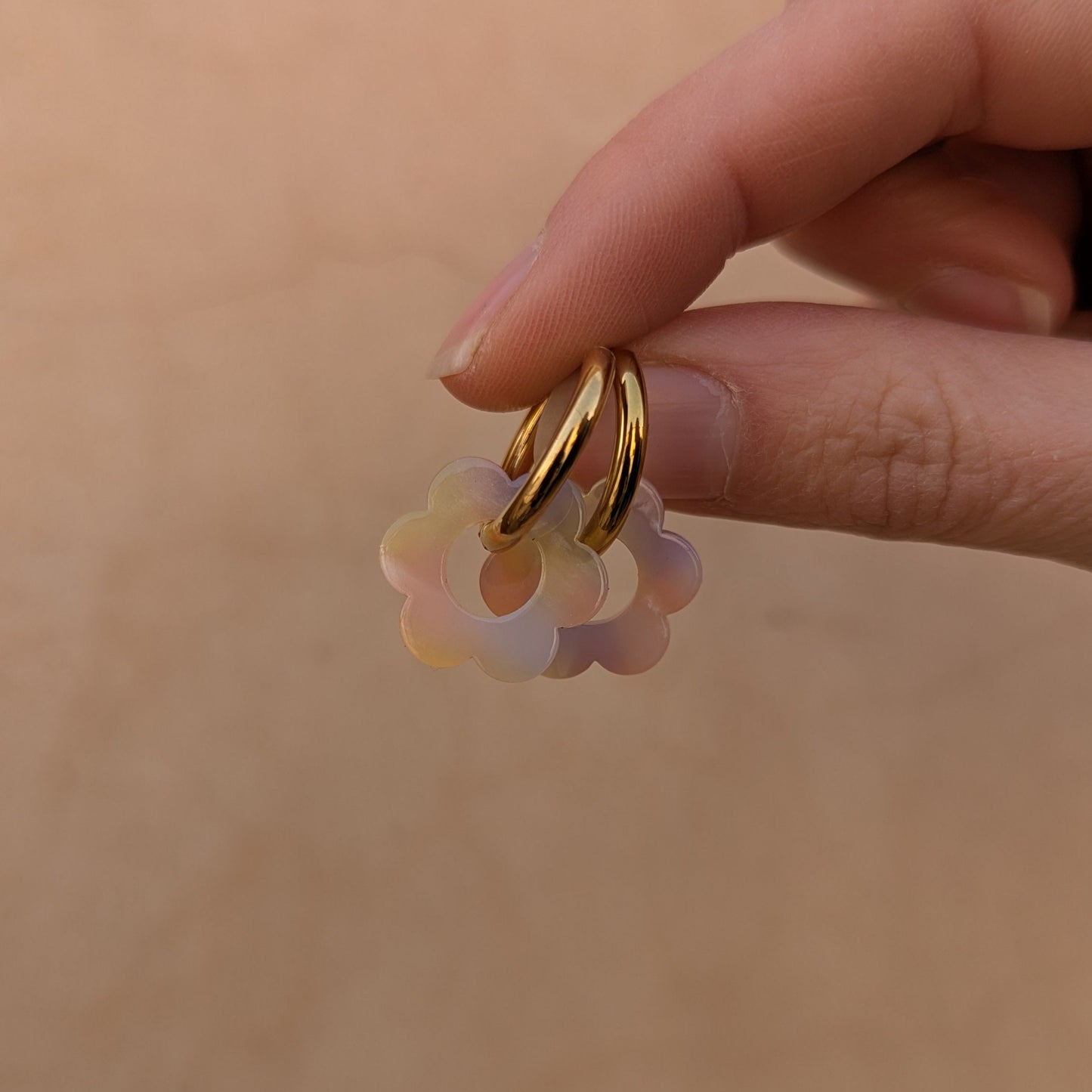 Boucles d'oreilles Blossom mix pastel saumon et jaune