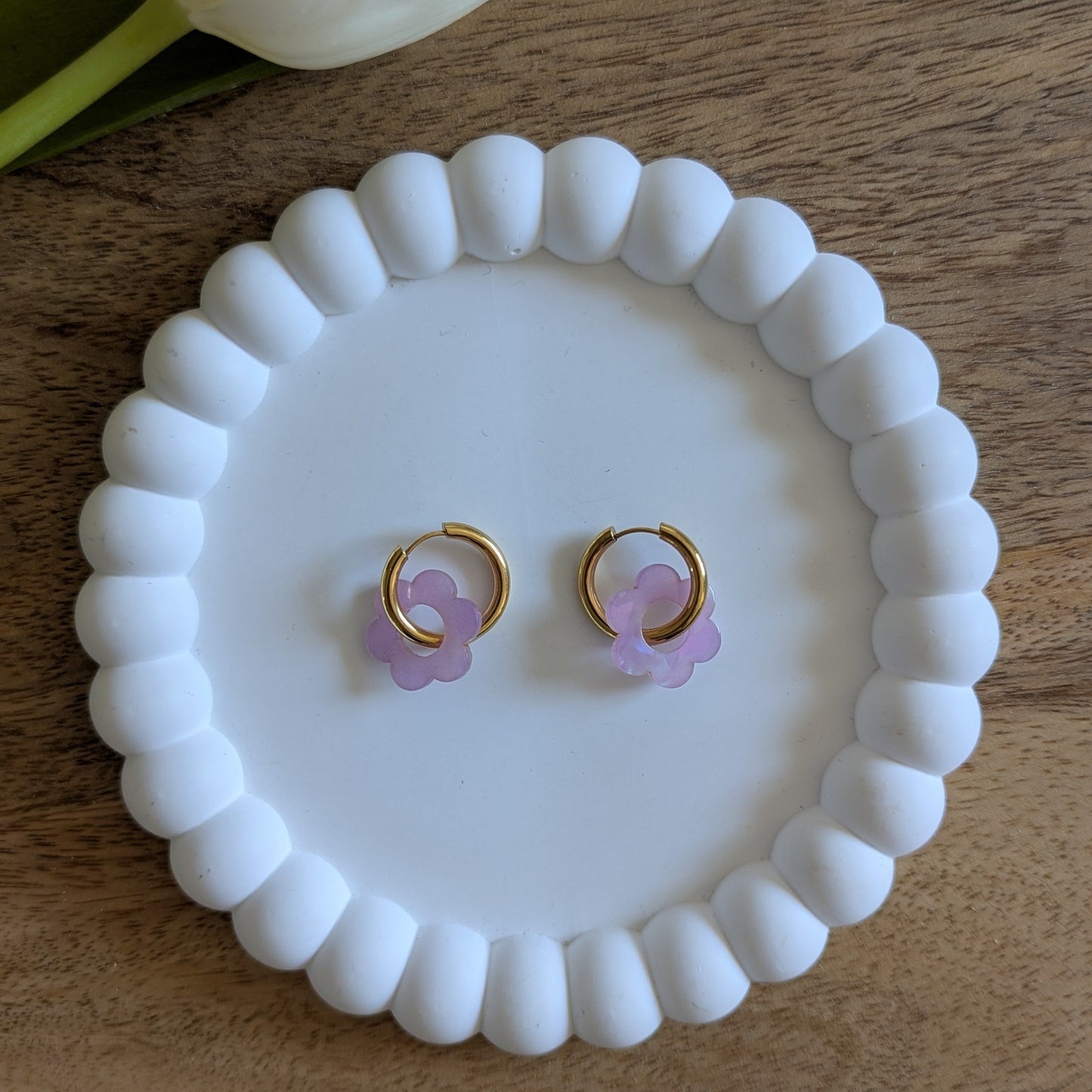 Boucles d'oreilles Blossom lila nacré
