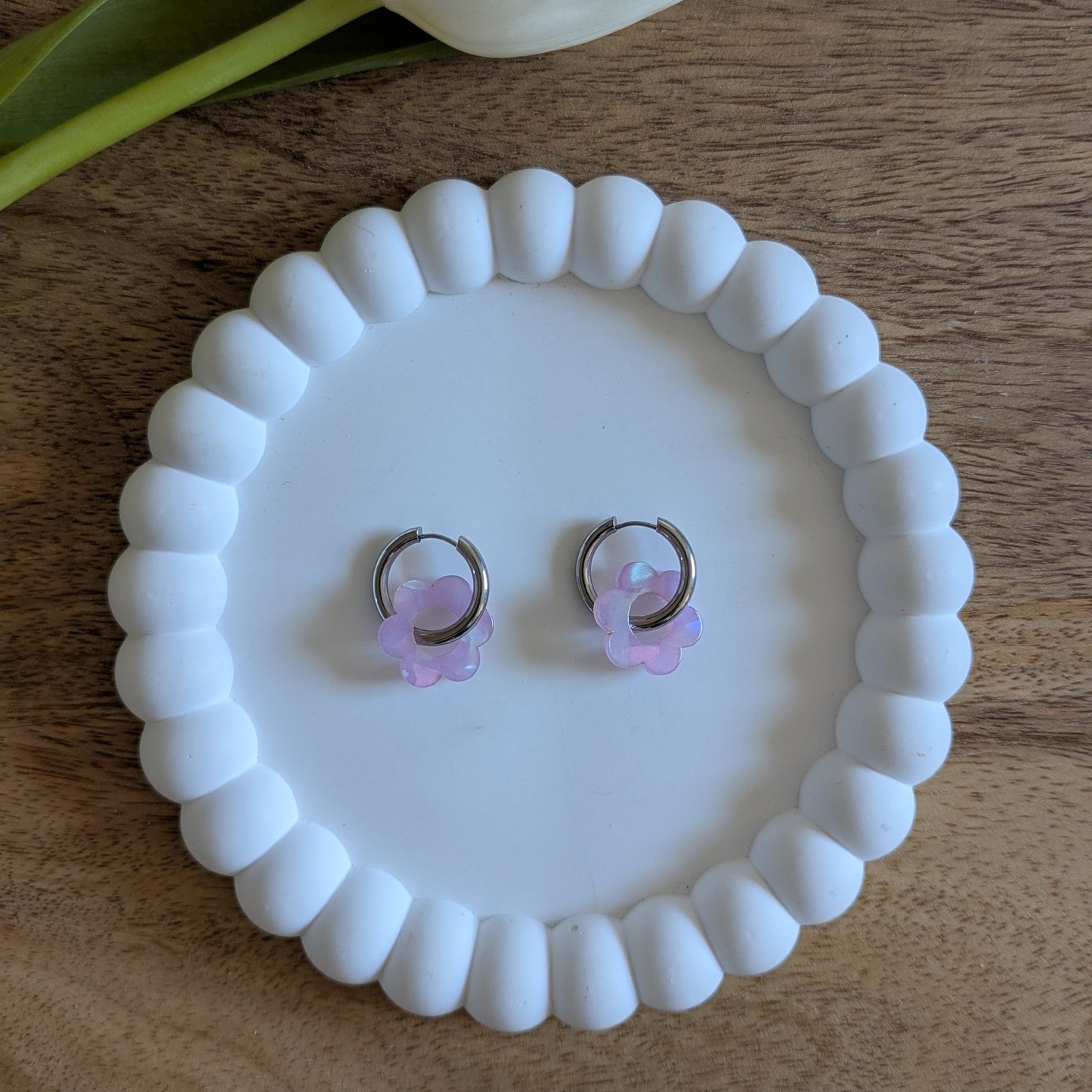 Boucles d'oreilles Blossom lila nacré